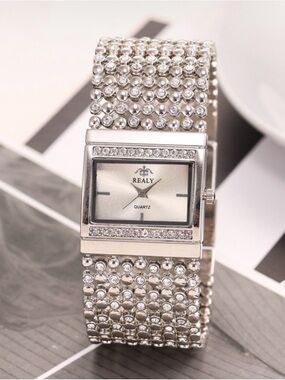 Silver Crystal Bracelet Watch for Women
